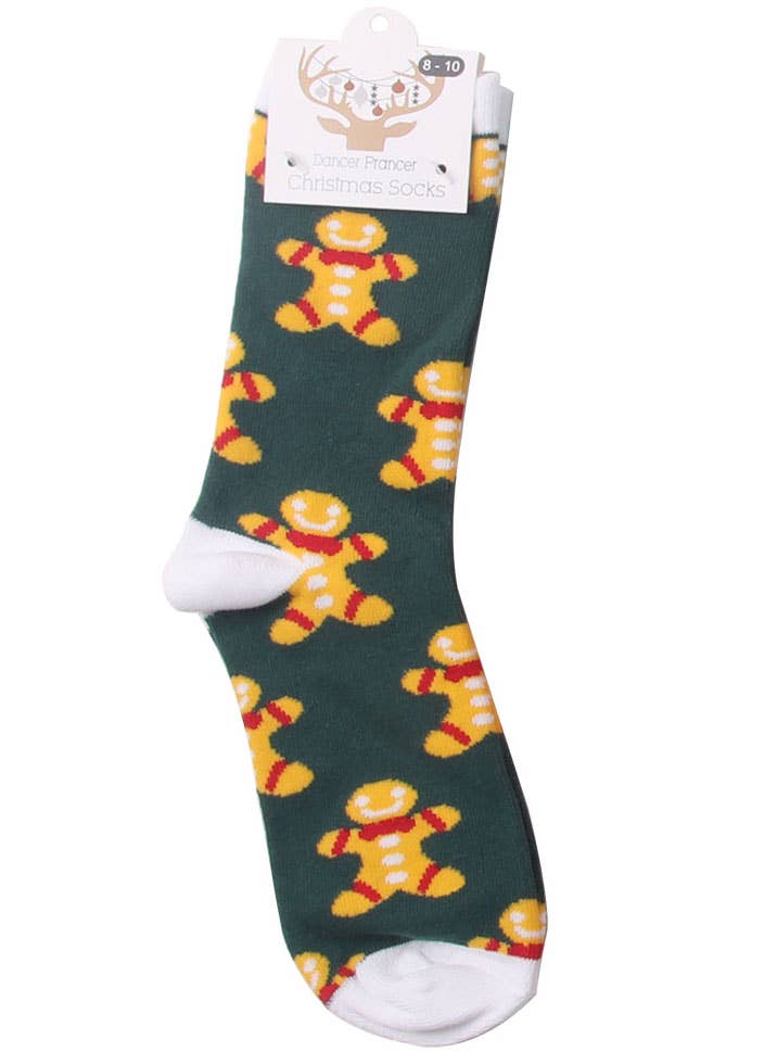 Image of Gingerbread Man Print Adults Novelty Christmas Socks