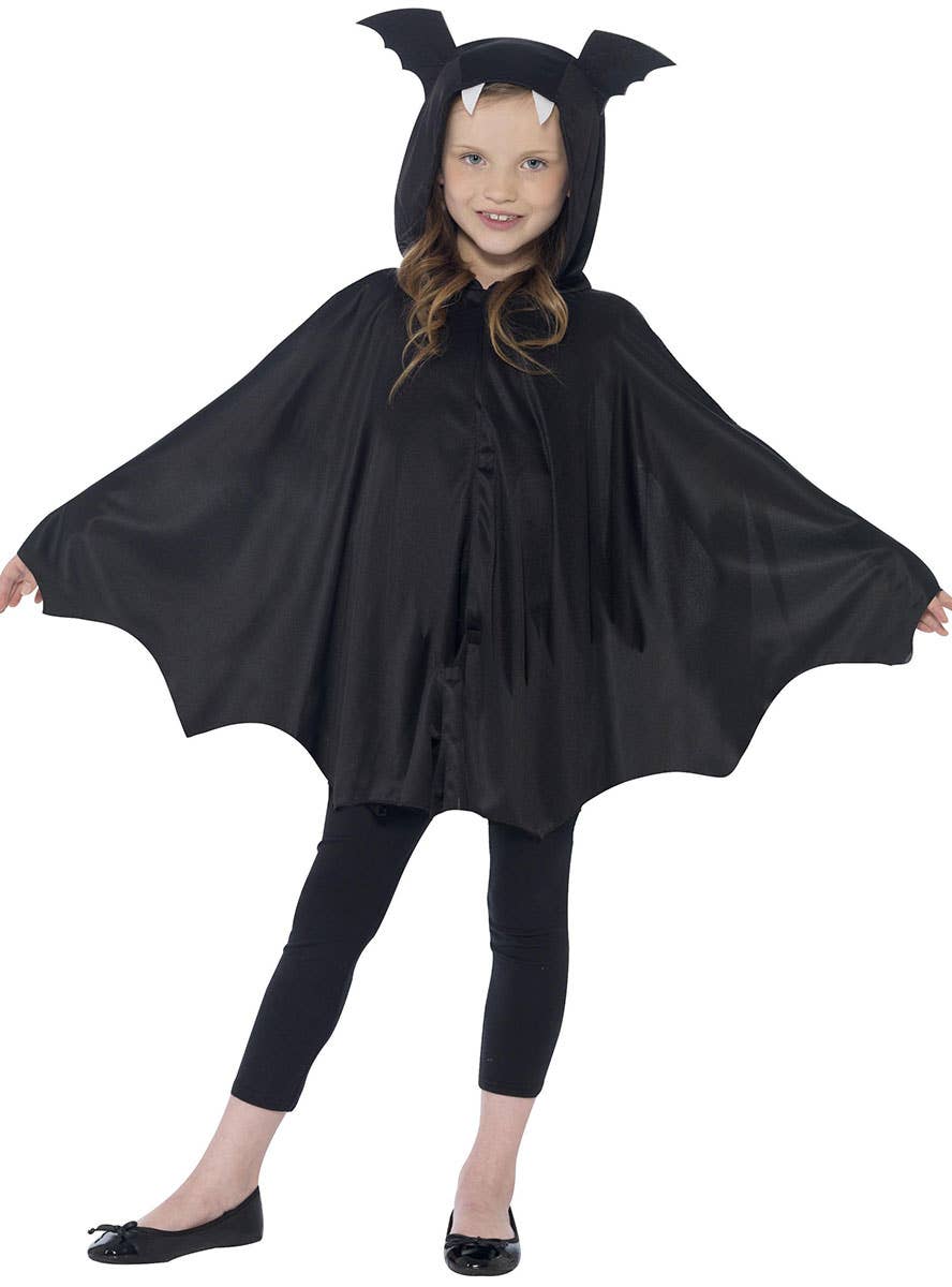 Image of Vampire Bat Girls Hooded Halloween Costume Cape - Front Image