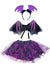 Image of Cute Black and Purple Girl's Bat Halloween Costume Set