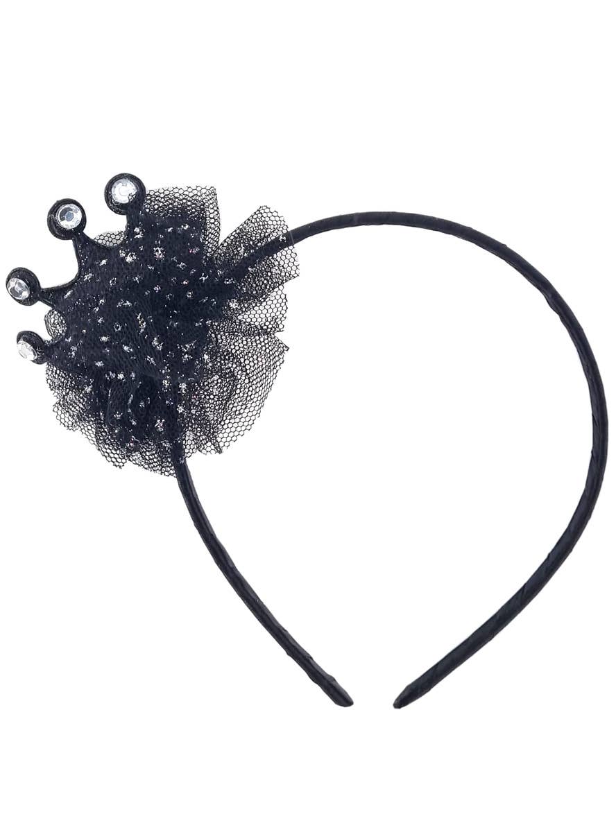 Image of Sparkly Black Glitter Mini Crown on Headband