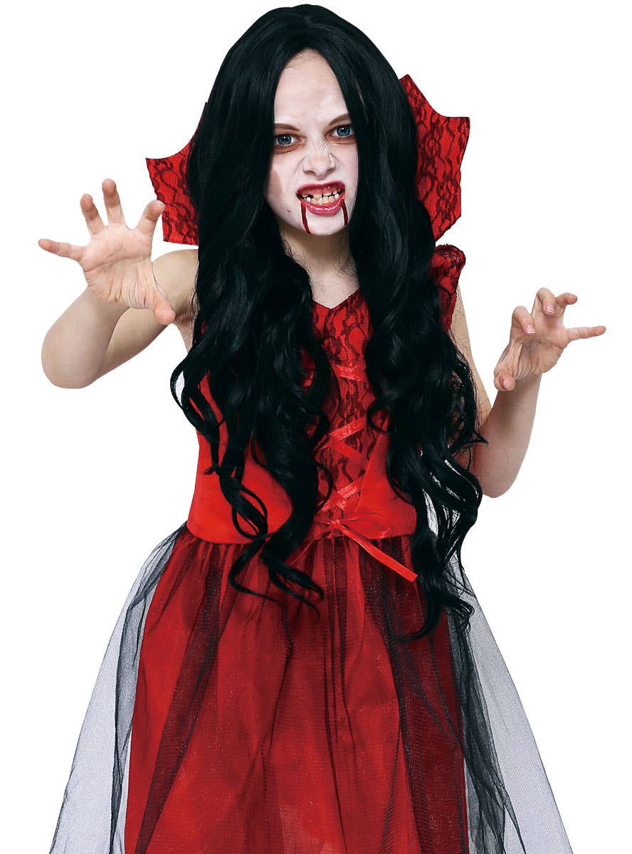 Image of Miss Vampiress Girls Budget Halloween Costume - Close Image