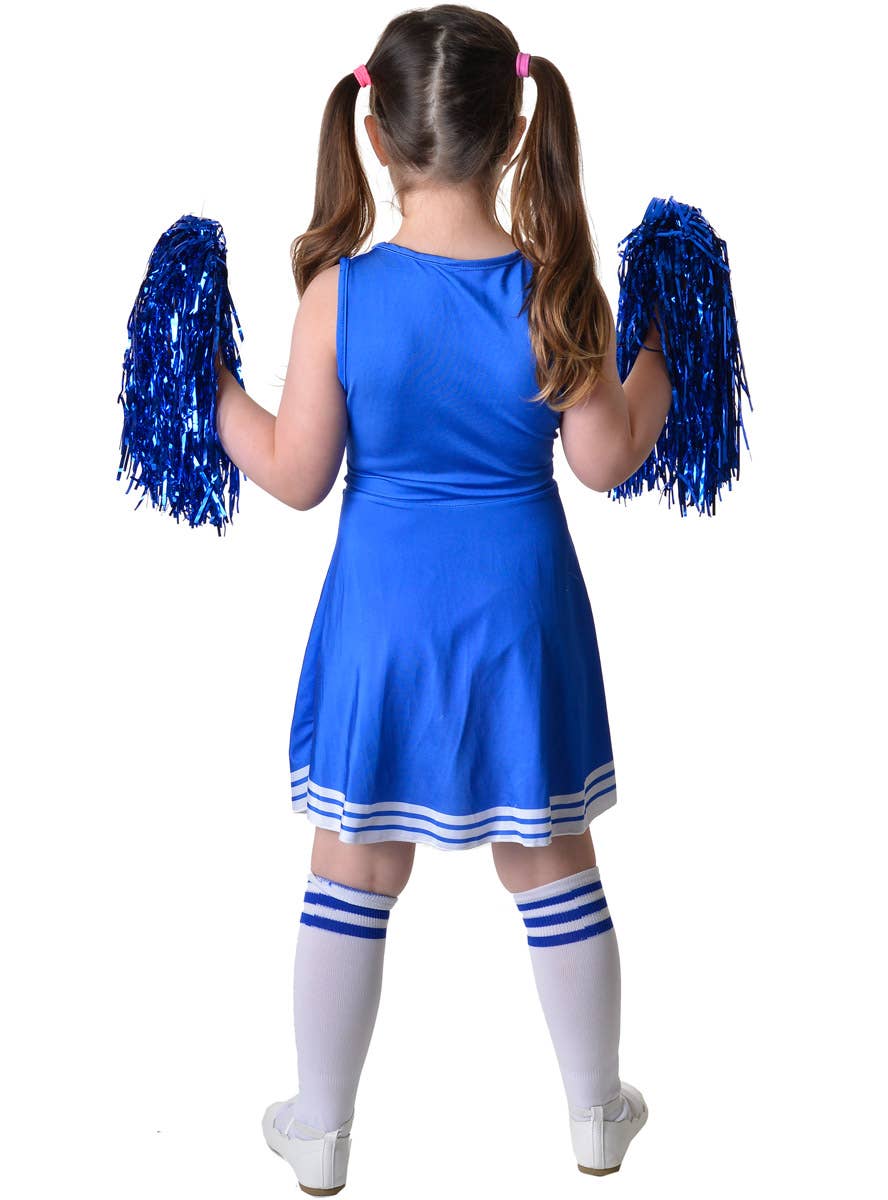 Image of Sweet Blue Girl's Cheerleader Dress Up Costume - Back View