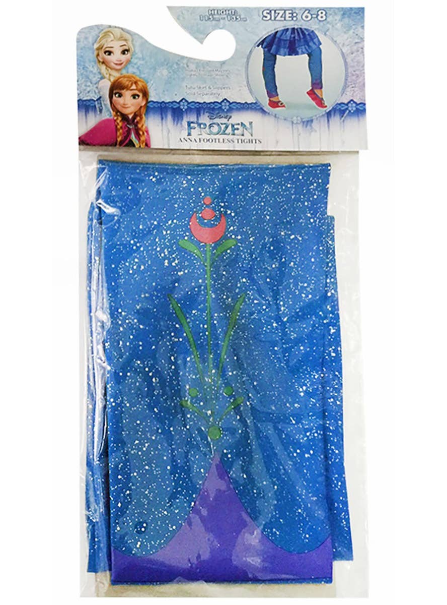 Image of Frozen Princess Anna Girl's Blue Glitter Footless Tights - Alternate Image 2