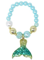 Image of Beaded Blue and Gold Mermaid Girl's Costume Bracelet