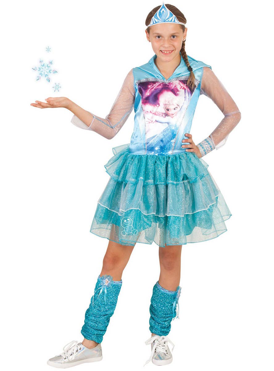 Image of Frozen Queen Elsa Metallic Blue Leg Warmers - Full Image 1