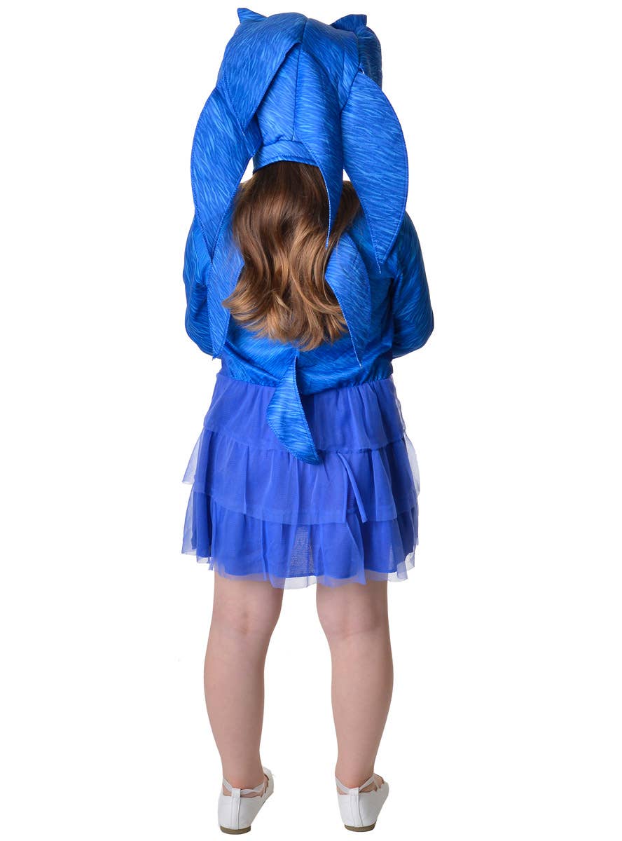 Image of Deluxe Girls Blue Hedgehog Gaming Costume - Back View