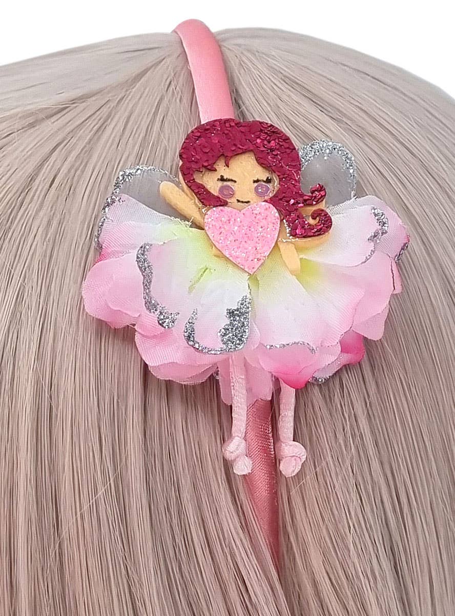 Image of Pretty Pink Flower Fairy Girl's Costume Headband - Close Image