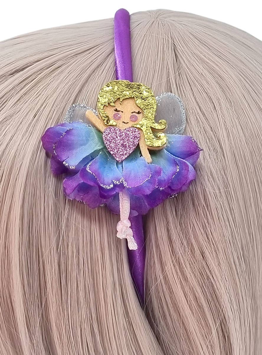 Image of Pretty Purple Flower Fairy Girl's Costume Headband - Alternate Image