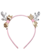 Image of Glittery Silver Reindeer Antlers Girl's Christmas Headband