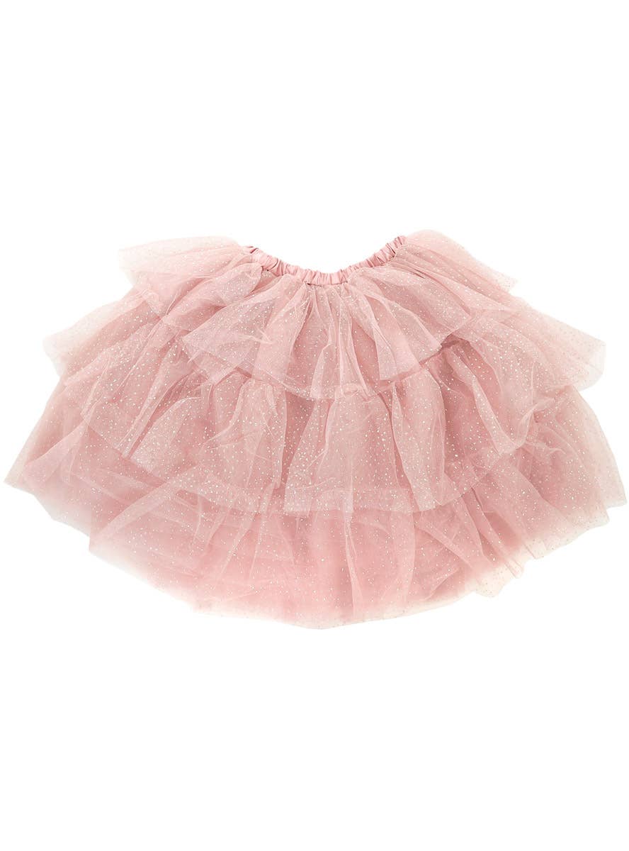 Image of Glittery Blush Pink and Silver Girl's Deluxe Tutu - Alternate Image