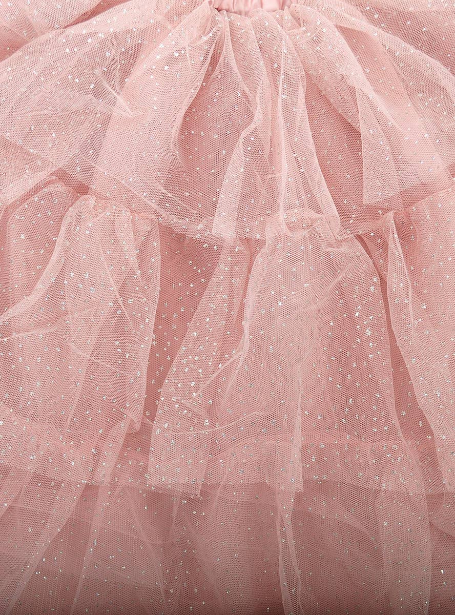 Image of Glittery Blush Pink and Silver Girl's Deluxe Tutu - Close Image