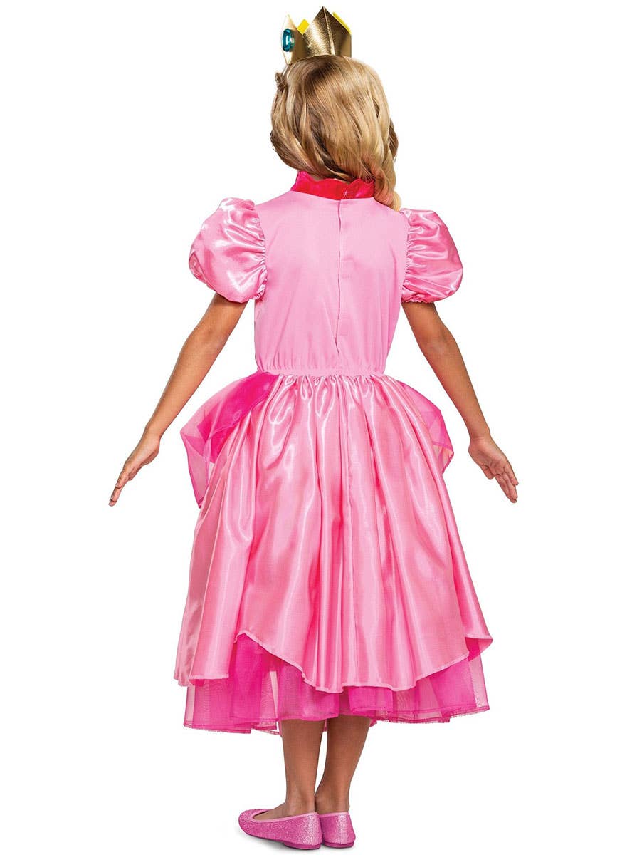 Image of Princess Peach Girls Licensed Super Mario Costume - Back View