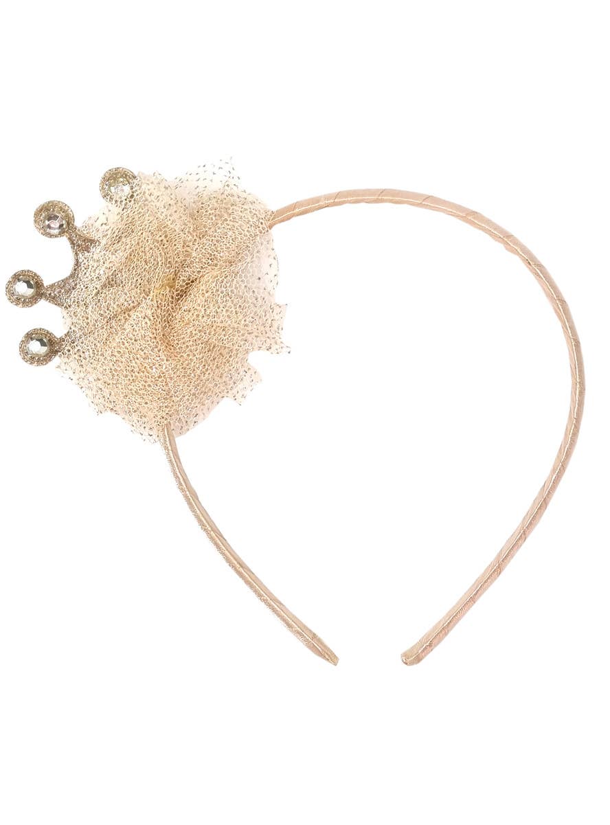 Image of Sparkly Gold Glitter Mini Crown on Headband