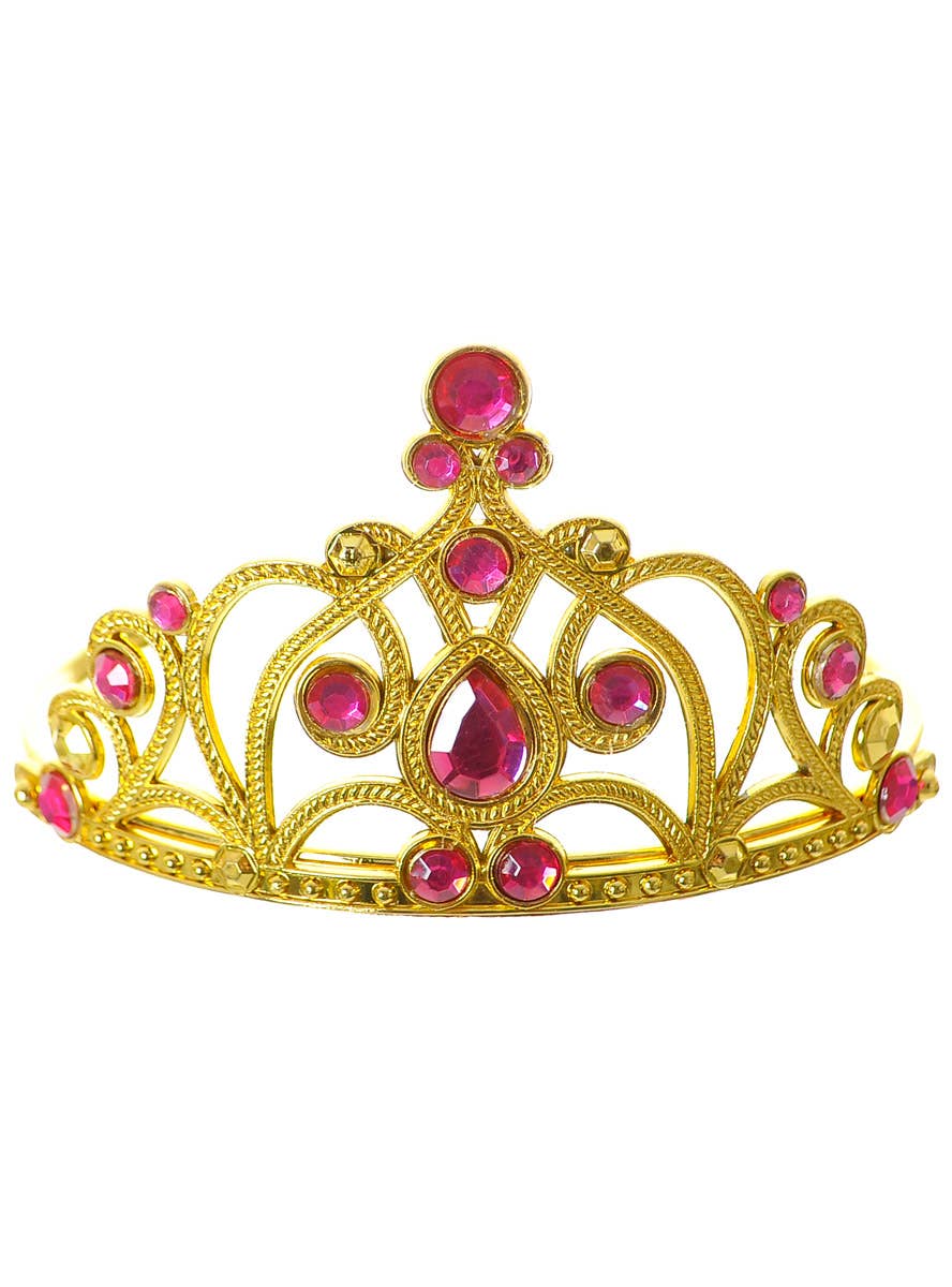 Image of Jewelled Pink and Gold Girls Princess Tiara - Main Image