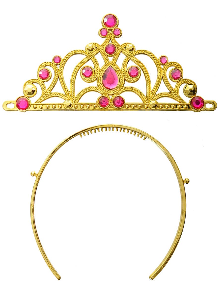 Image of Jewelled Pink and Gold Girls Princess Tiara - Alternate Image