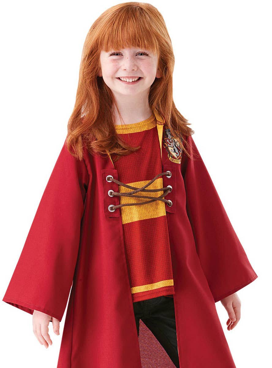 Image of Gryffindor Quidditch Robe Girls Book Week Costume - Close Up Image