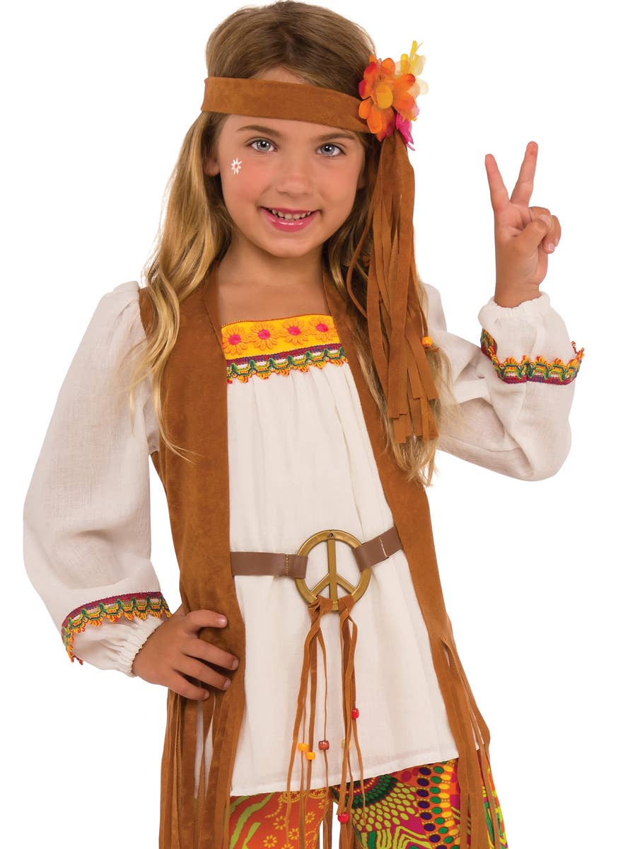 Girls 70s Hippie Costume - Close Image