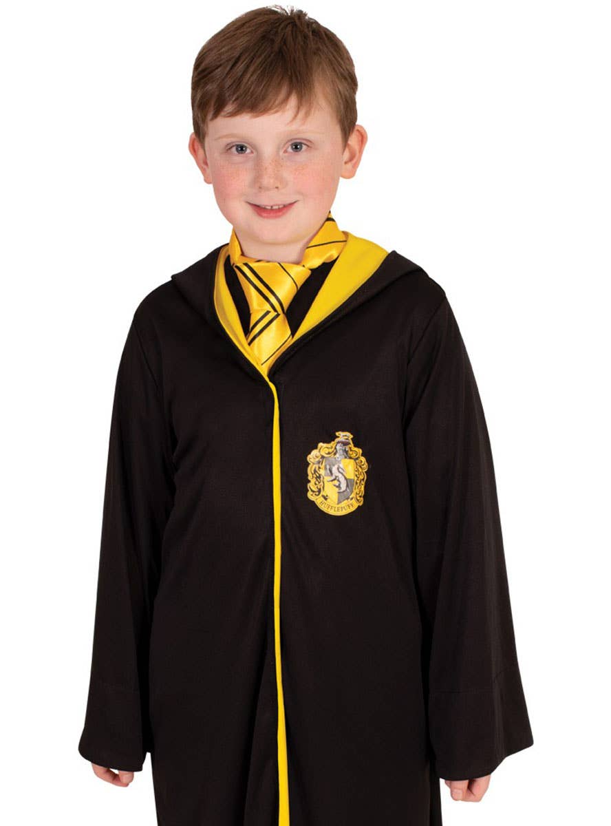 Image of Harry Potter Hufflepuff House Boys Book Week Costume Robe - Close Up Image