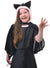 Image of Kitty Cat Girl's Hooded Black Velvet Costume Cape - Front View