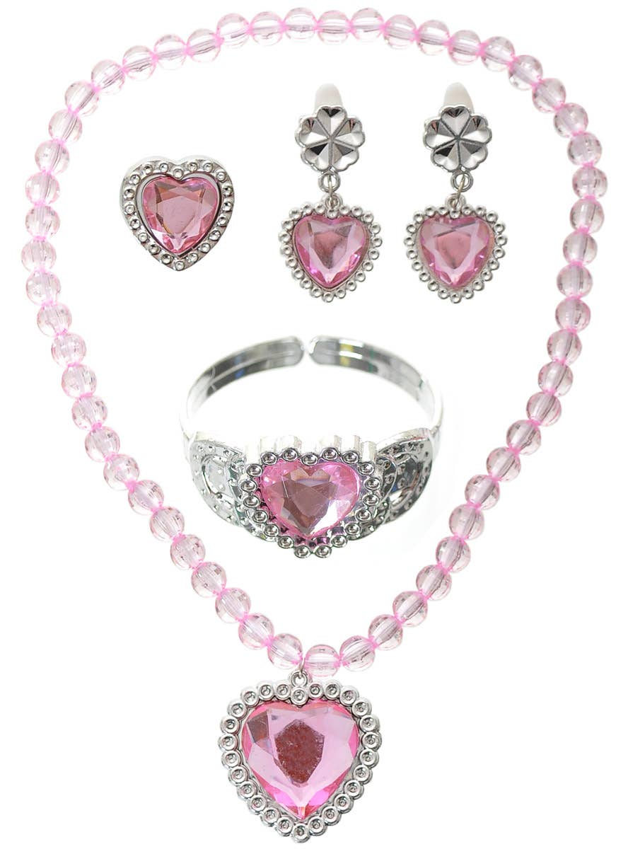 Image of Light Pink 4 Piece Girls Princess Jewellery Set