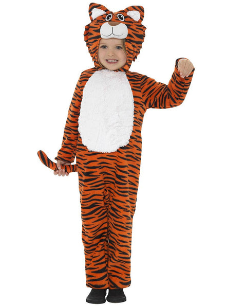 Image of Jungle Tiger Girls Animal Jumpsuit Onesie Costume - Front Image