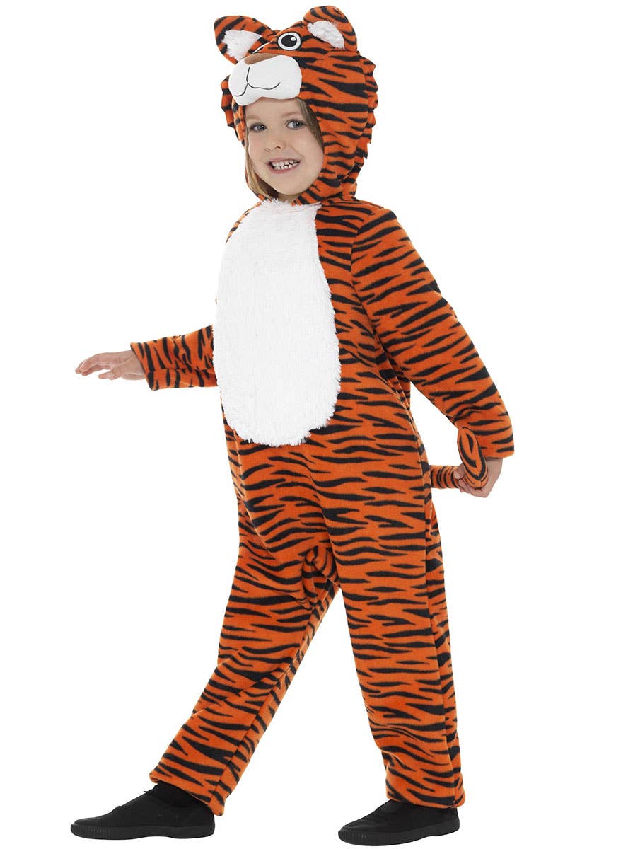 Image of Jungle Tiger Girls Animal Jumpsuit Onesie Costume - Side Image