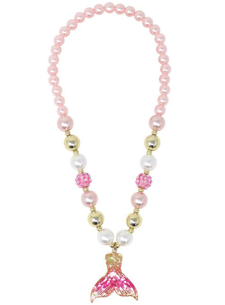 Image of Beaded Pink and Gold Mermaid Girl's Costume Necklace