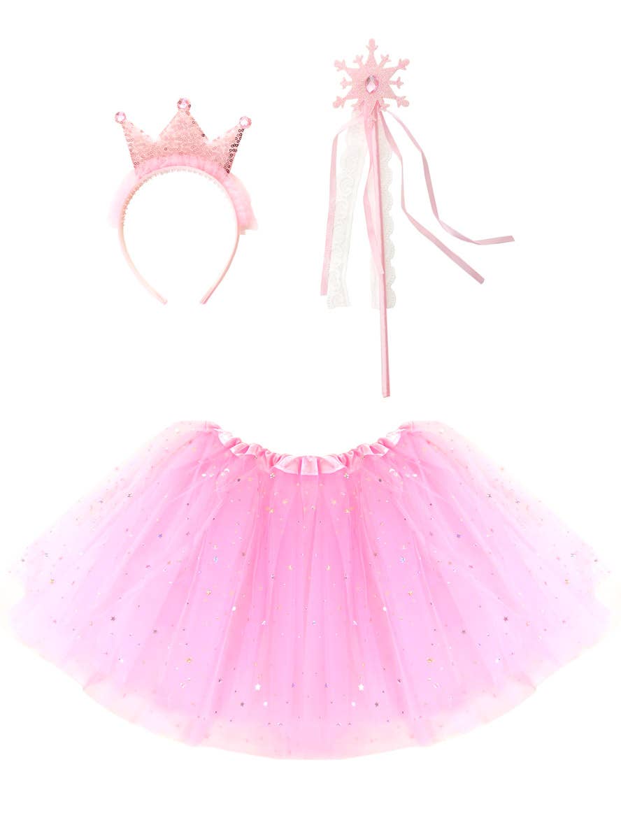 Image of Sparkly Pink Fairy Princess Girl's 3 Piece Accessory Set - Main Image