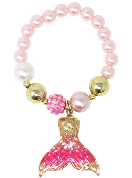 Image of Beaded Pink and Gold Mermaid Girl's Costume Bracelet