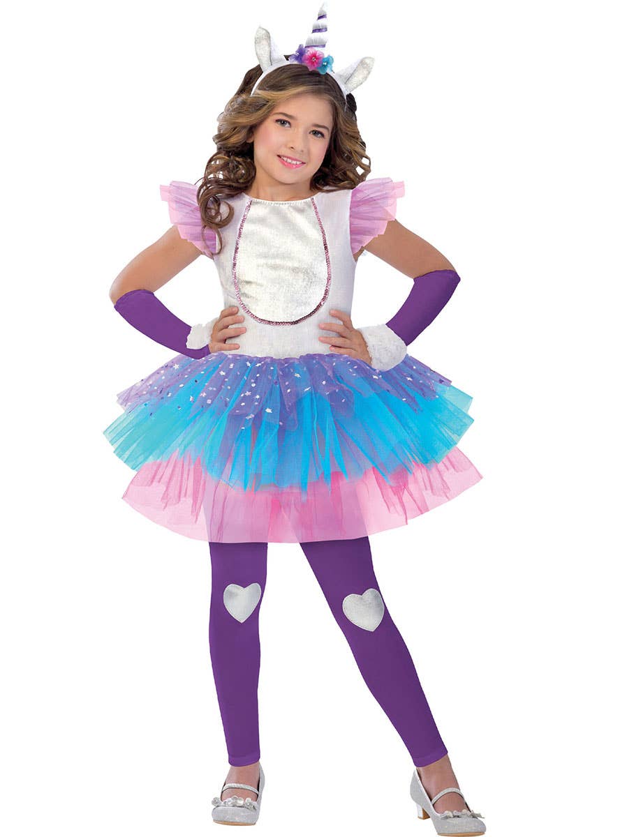 Image of Dazzling Pink and Purple Unicorn Girls Costume