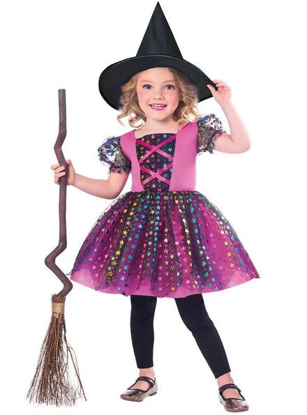 Image of Magical Rainbow Witch Girls Halloween Costume