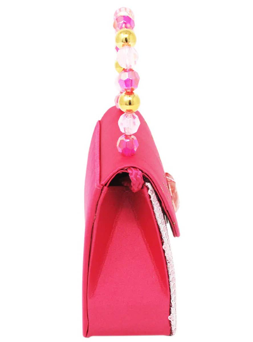 Image of Sleeping Beauty Girl's Pink Sequin Costume Handbag - Side Image