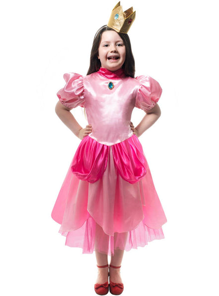 Image of Super Pink Princess Peach Girls Costume