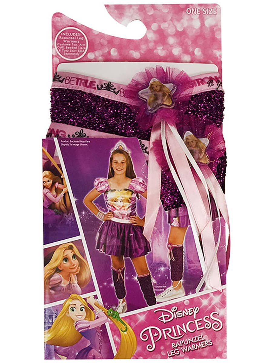 Image of Disney Princess Rapunzel Metallic Purple Leg Warmers - Packaging Image