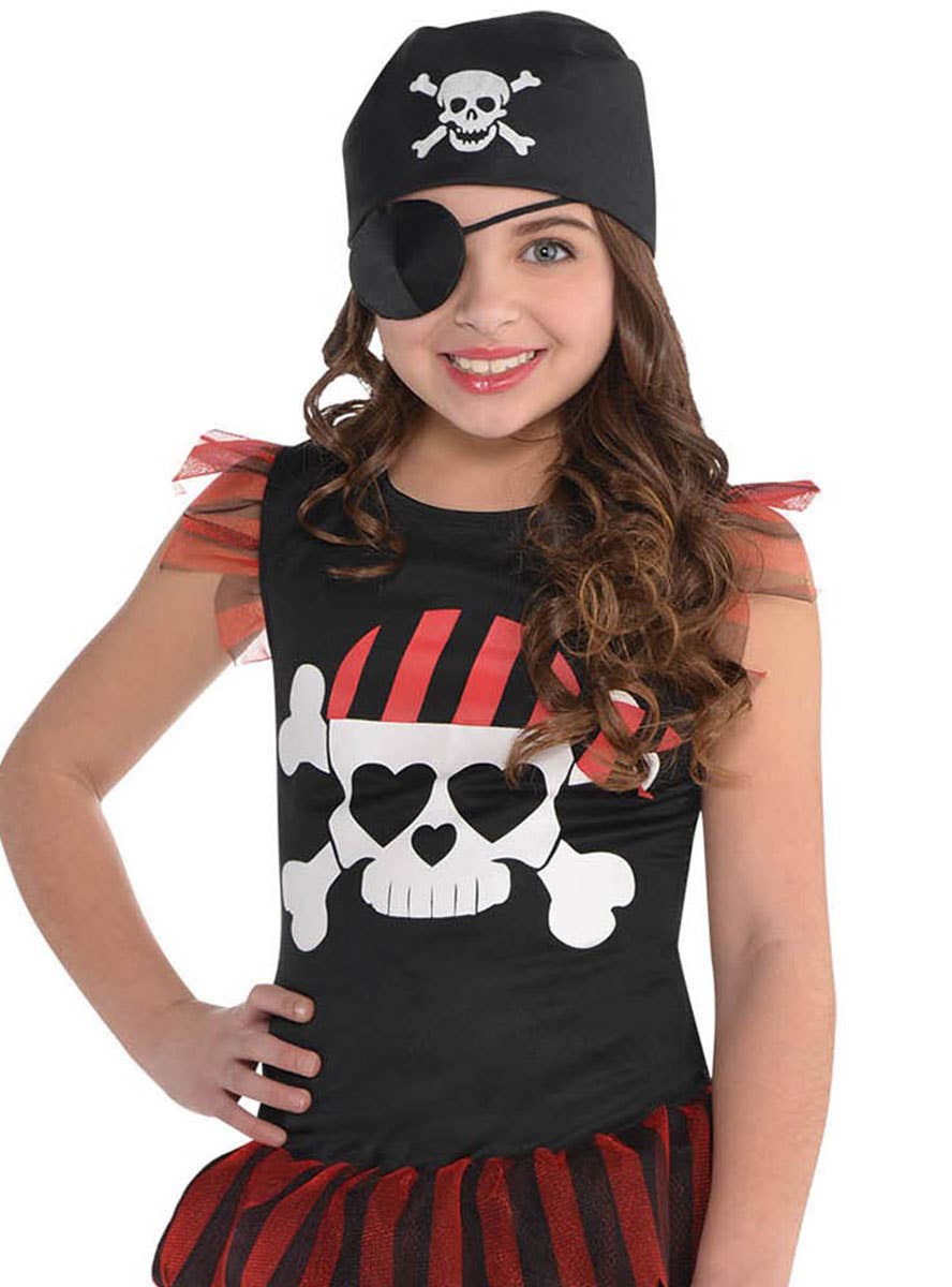 Image of Fearsome Pirate Girls Costume T-Shirt Dress - Close Image