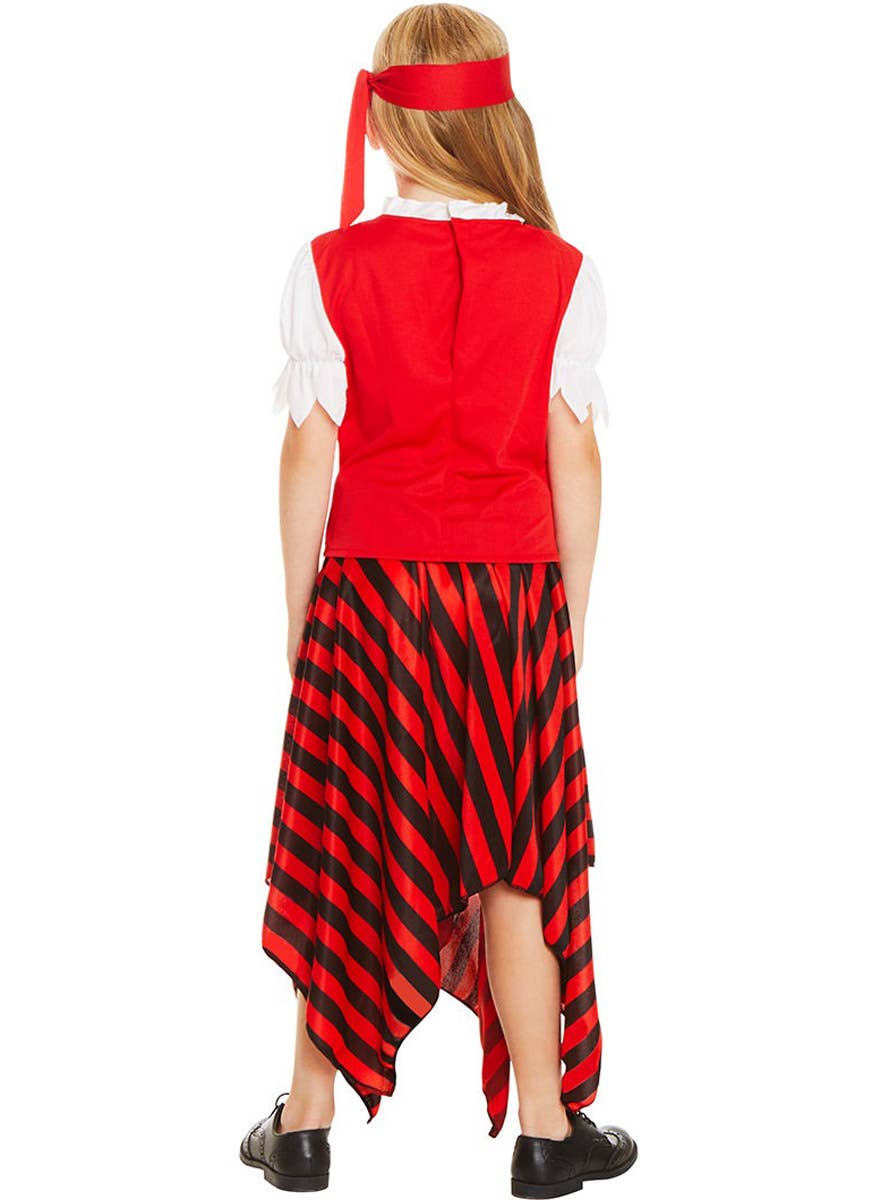 Image of Adventurous Red Pirate Girl's Dress Up Costume - Back View