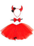 Image of Charming Red Devil Girls Tutu Halloween Costume Kit