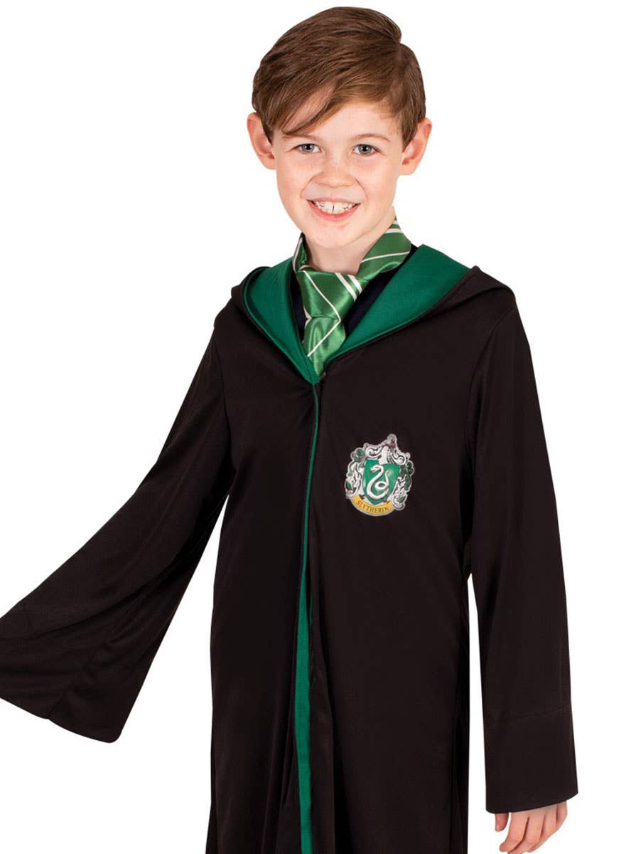 Image of Harry Potter Slytherin House Boys Book Week Costume Robe - Close Up Image