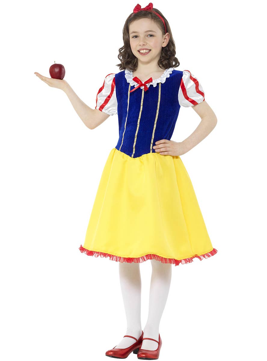 Classic Blue and Yellow Snow White Storybook Costume for Girls - Alternative Image