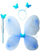 Image of Glittery Blue Butterfly Girl's 3 Piece Fairy Accessory Set