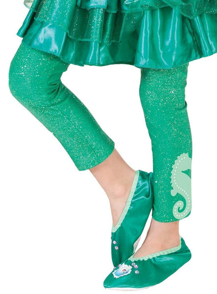 Image of Disney Princess Ariel Girl's Green Glitter Footless Tights - Main Image