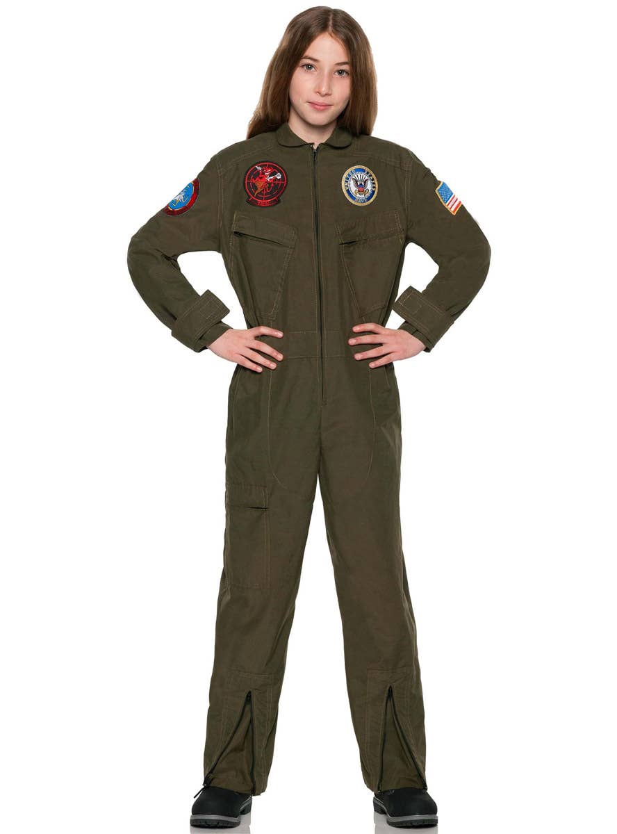 Image of Top Gun Girls Licensed Pilot Flight Suit Costume - Main Image