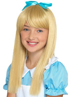 Image of Long Straight Blonde Girl's Wonderland Alice Costume Wig with Fringe - Main Image