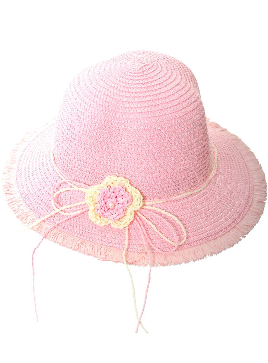 Image of Straw Look Cute Pink Girls Costume Hat