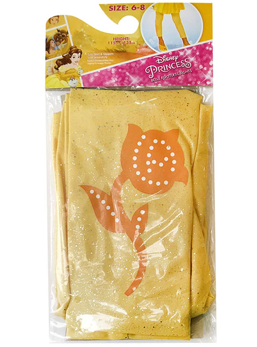 Image of Disney Princess Belle Girl's Yellow Glitter Footless Tights - Alternate Image 2