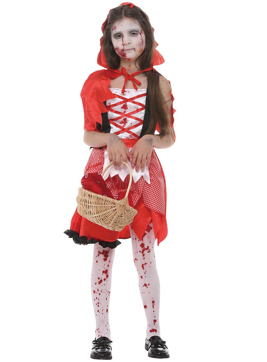 Image of Zombie Red Riding Hood Girls Halloween Costume - Alternate Image