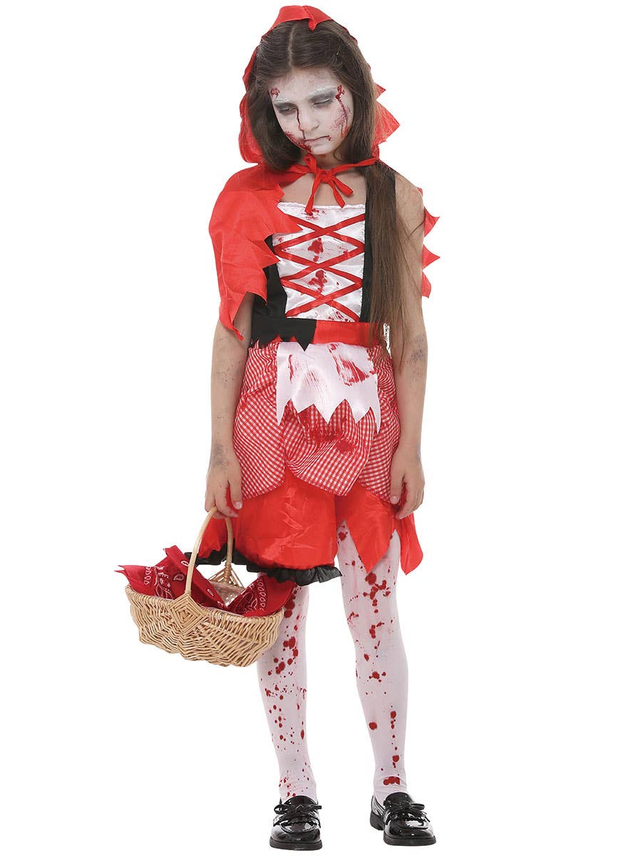 Image of Zombie Red Riding Hood Girls Halloween Costume - Front Image