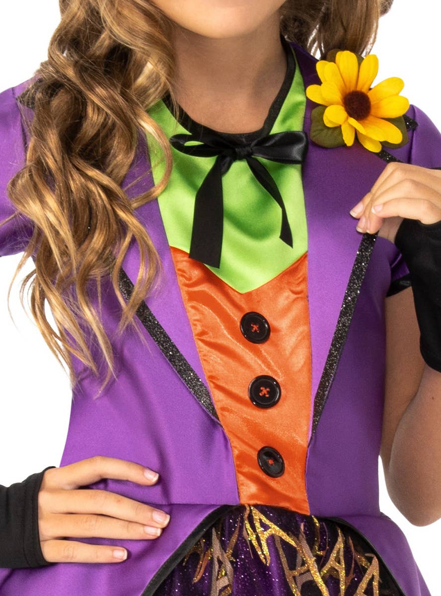 Image of The Joker Girl's Deluxe DC Comics Villain Costume - Close Image 1