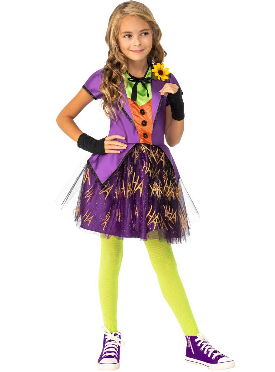 Image of The Joker Girl's Deluxe DC Comics Villain Costume - Main Image