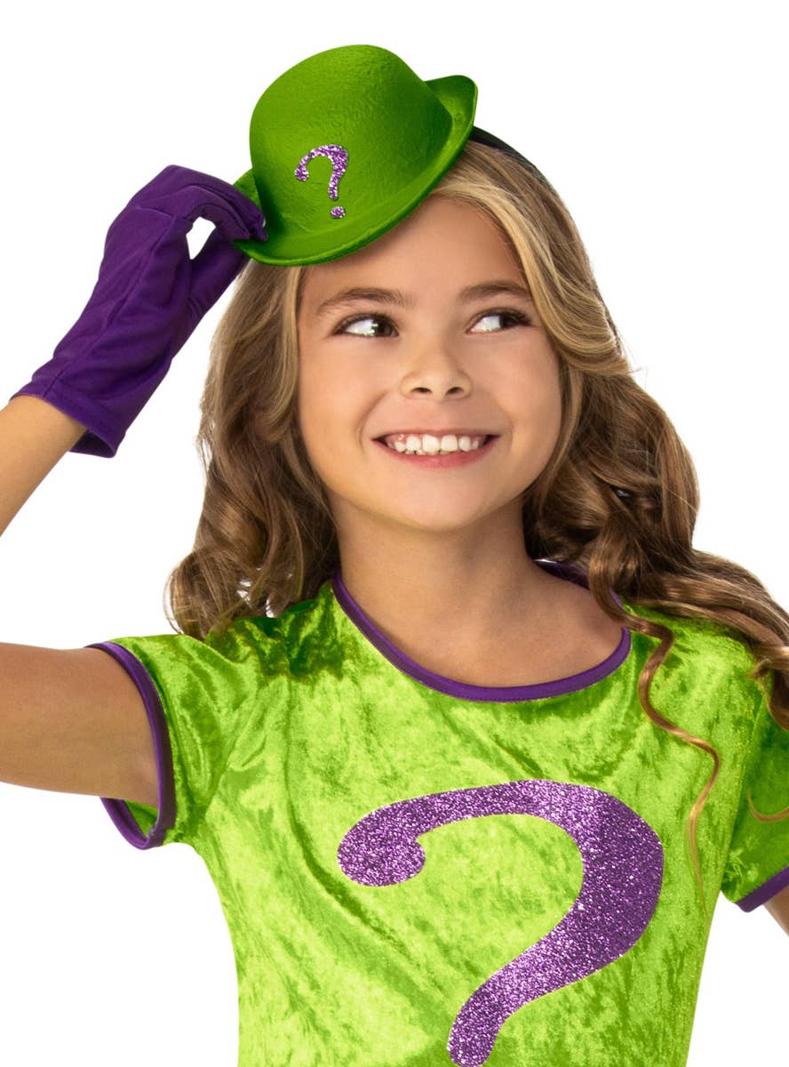 Image of The Riddler Girl's Deluxe DC Comics Villain Costume - Close Image 1